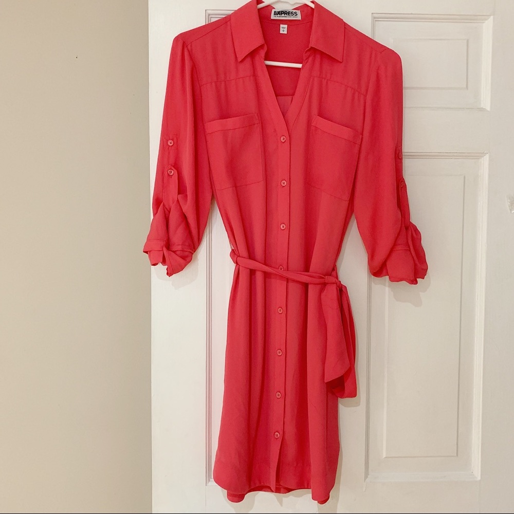 Express Portofino Shirt Dress (pink) - NEW